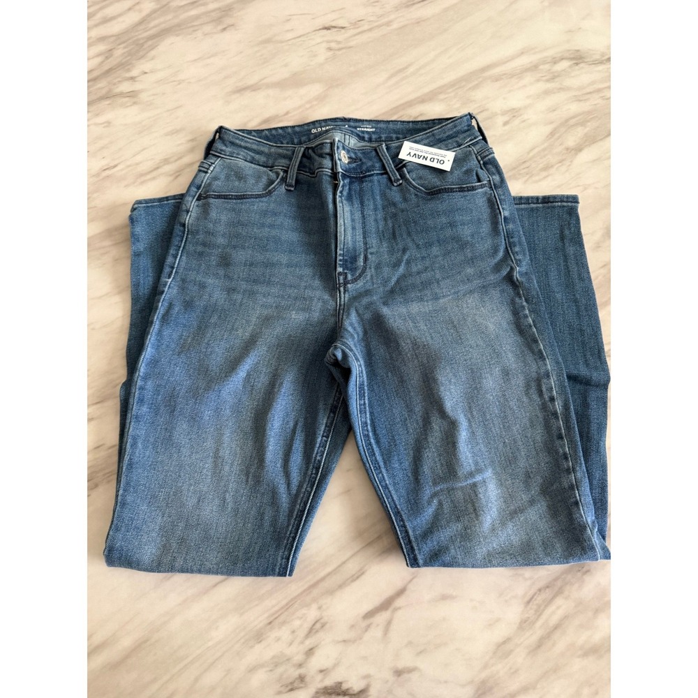 Old Navy Womens High-Rise Straight Leg Jeans Medium Wash 4 Short NWT